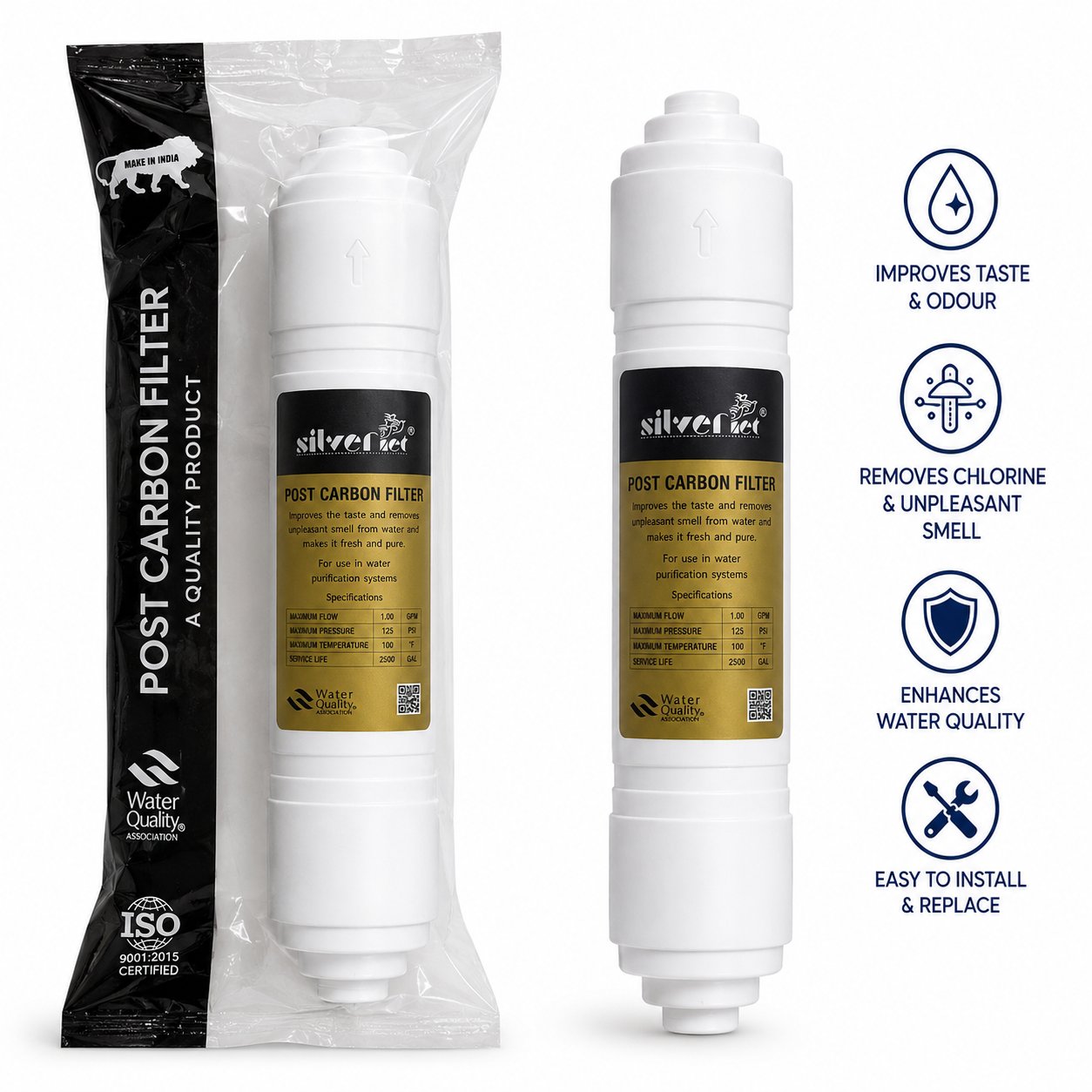 Inline Post Carbon Filter for RO Water Purifiers – Taste & Odour Removal Cartridge