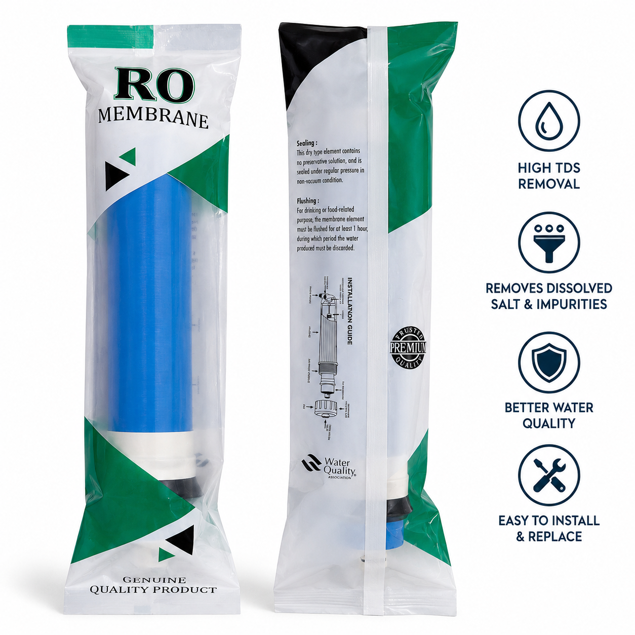 Premium RO Membrane for Water Purifiers – High TDS Reverse Osmosis Membrane Cartridge