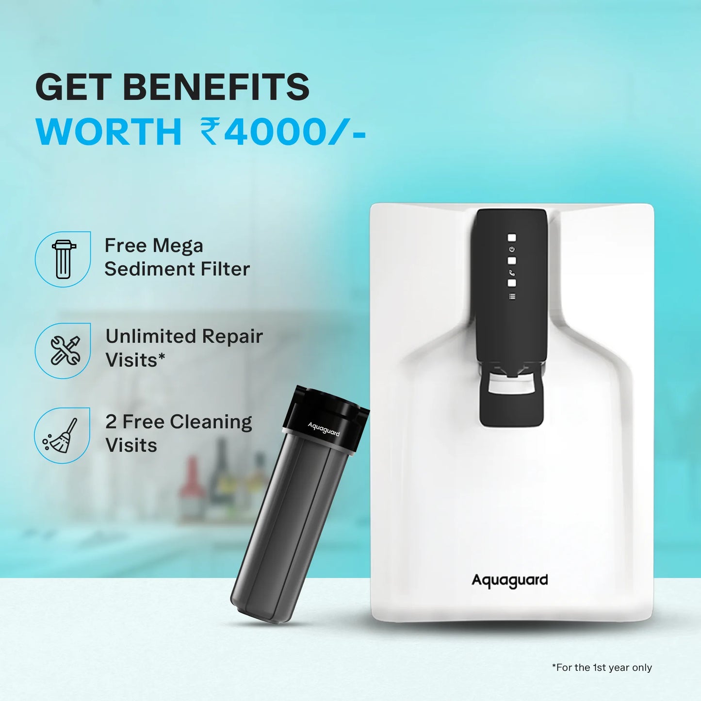 Aquaguard Vector RO + UV MC 2X Water Purifier – 6 L