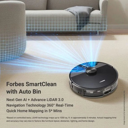 Eureka Forbes SmartClean Auto Bin Robotic Vacuum Cleaner – Self Emptying | LiDAR Mapping | Wet & Dry Cleaning