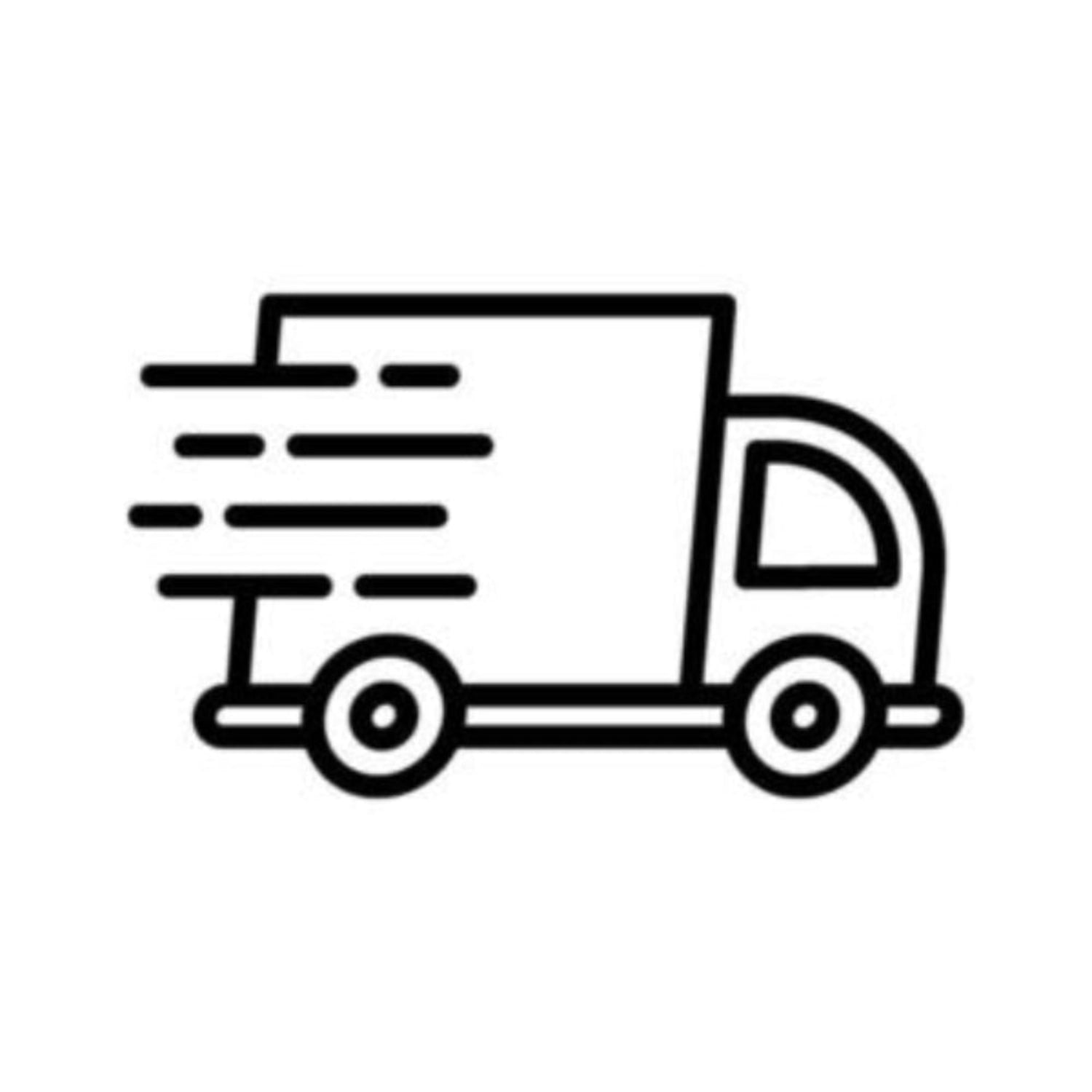 Icon of a delivery truck with speed lines