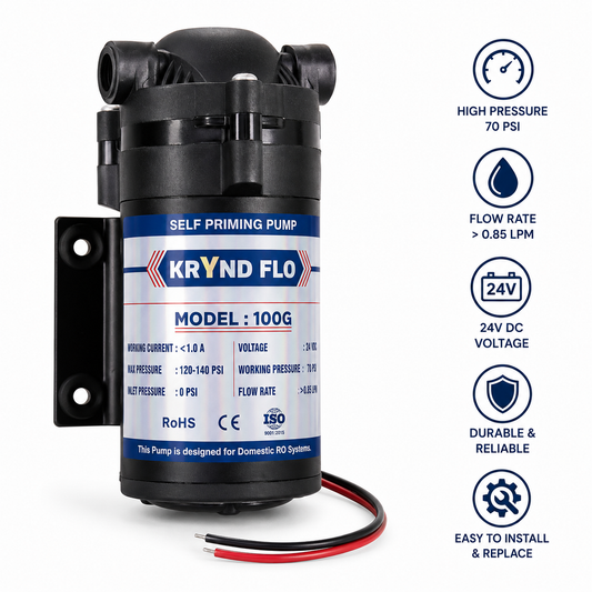 KRYND FLO 100G RO Booster Pump for Water Purifiers – 24V High Pressure Pump